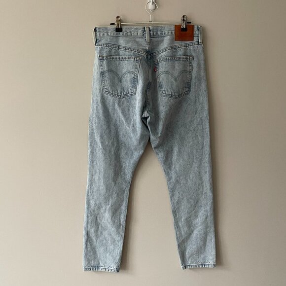 Levis 501 Skinny Denim Jeans Button-Fly Cropped Thunder & Lightening Blue 29 - Picture 3 of 10